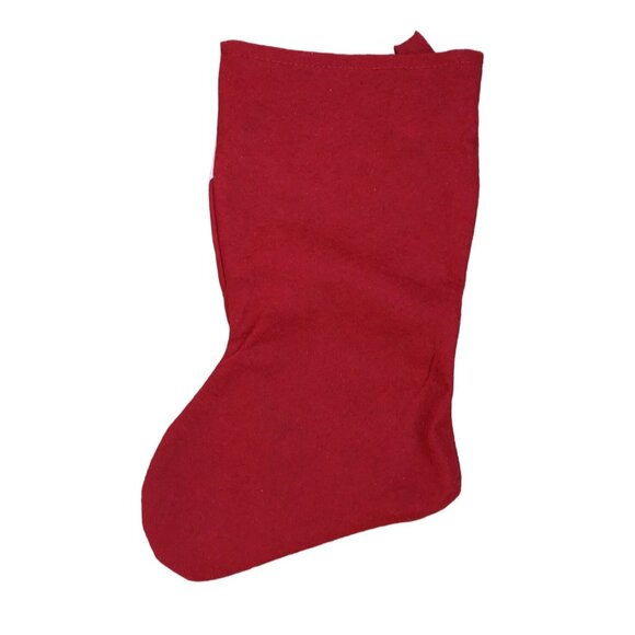RED/WHITE RAINDEER CHRISTMAS STOCKING "BIG E" EMBELLISHED ON TOP SIZE-16" - Picture 2 of 4
